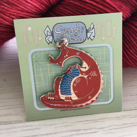 Enamel pin knitting dragon