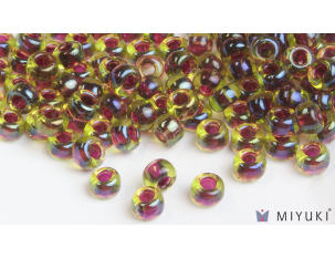 Miyuki 6/0 Glass Beads- 336 Cranberry-lined Peridot AB